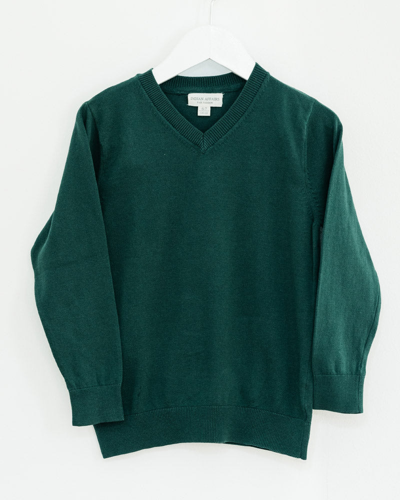 Unisex Kinder Pullover dunkelgrün Baumwolle