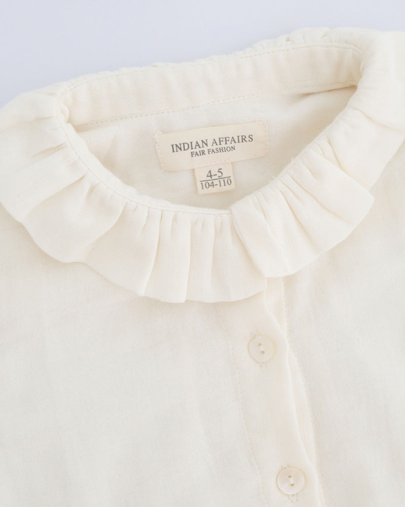 Musselin Bluse natur Volantkragen