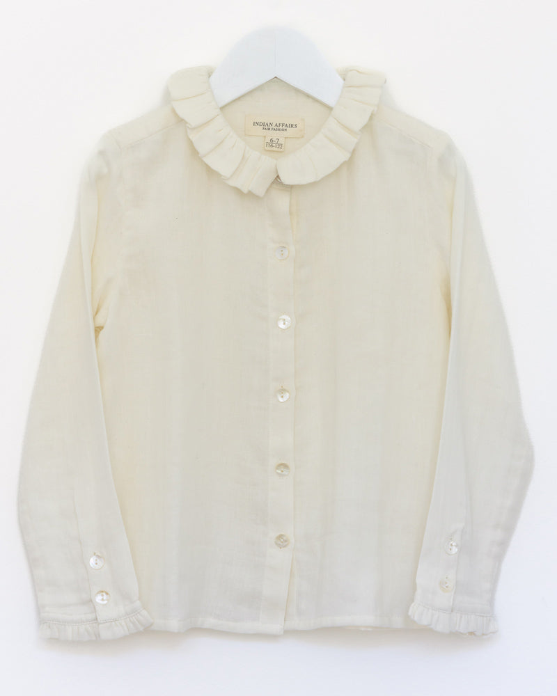 Musselin Bluse natur Volantkragen