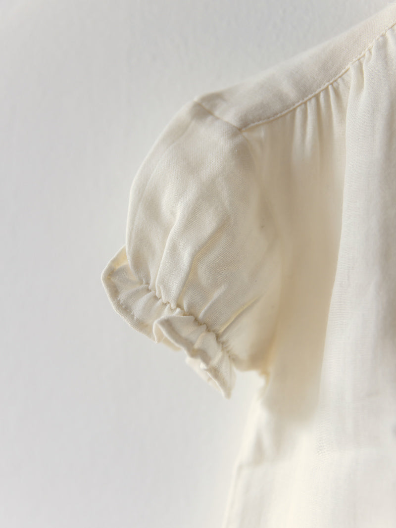 Musselin Bluse off white mit kleinen Ballonärmeln
