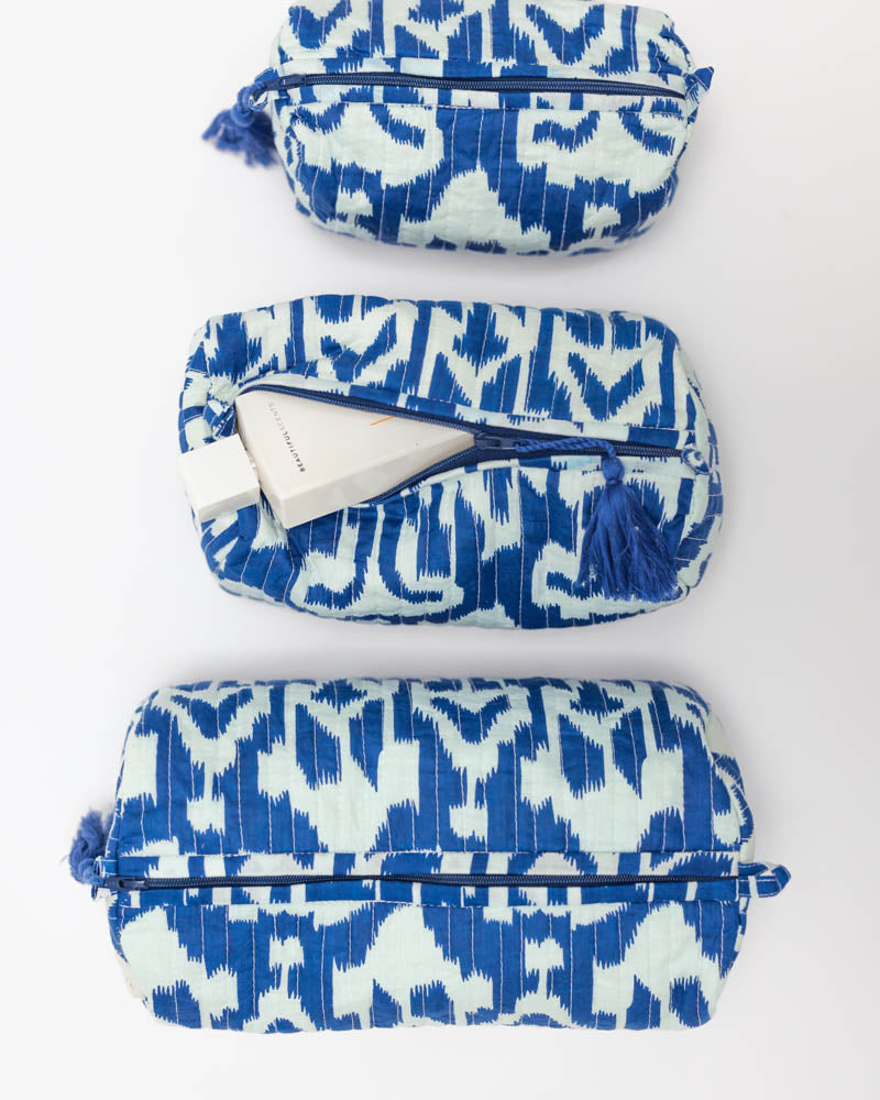 Kosmetiktaschen Ikat blau - 3 Größen