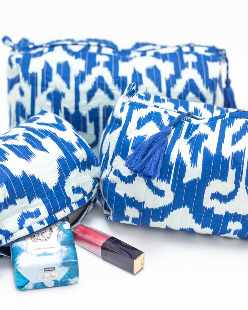 Kosmetiktaschen Ikat blau - 3 Größen