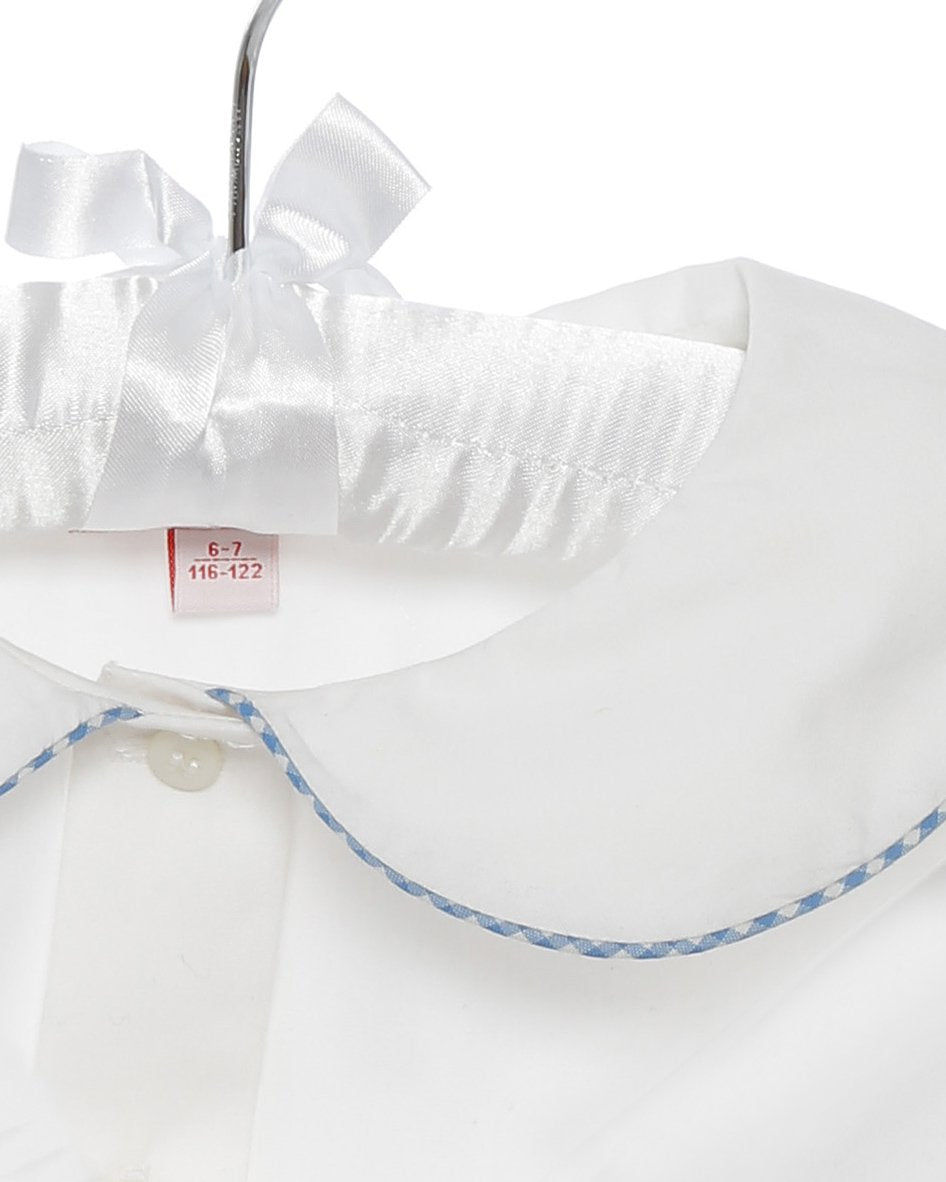 Mädchen-Bluse Paspelkragen Blau