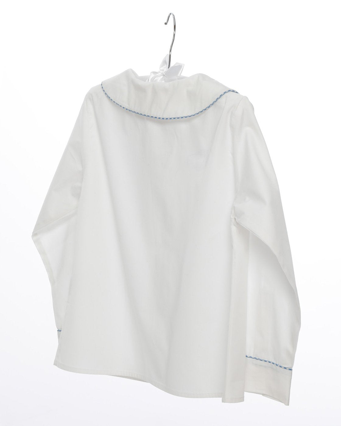 Mädchen-Bluse Paspelkragen Blau