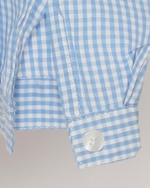 Mädchenbluse Vichy Blau Bubikragen