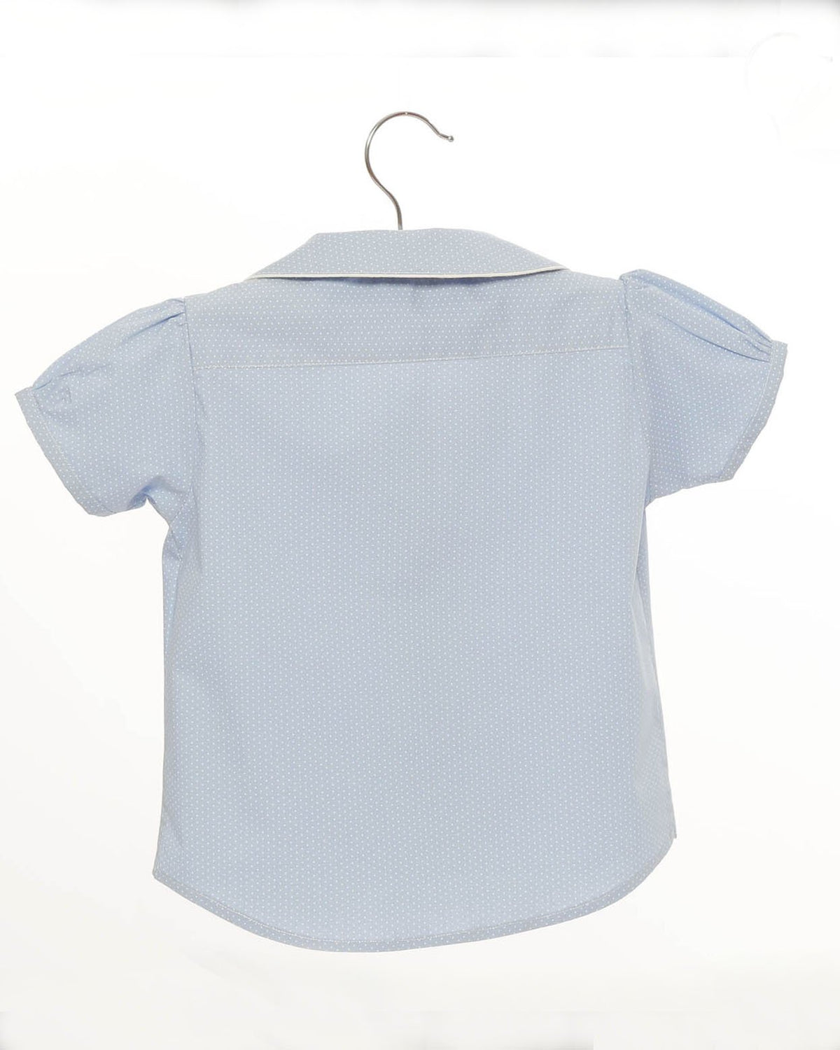 Mädchen-Bluse Blau Bubikragen