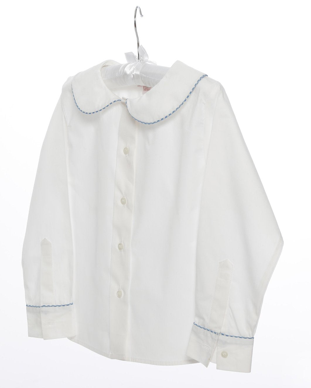 Mädchen-Bluse Paspelkragen Blau