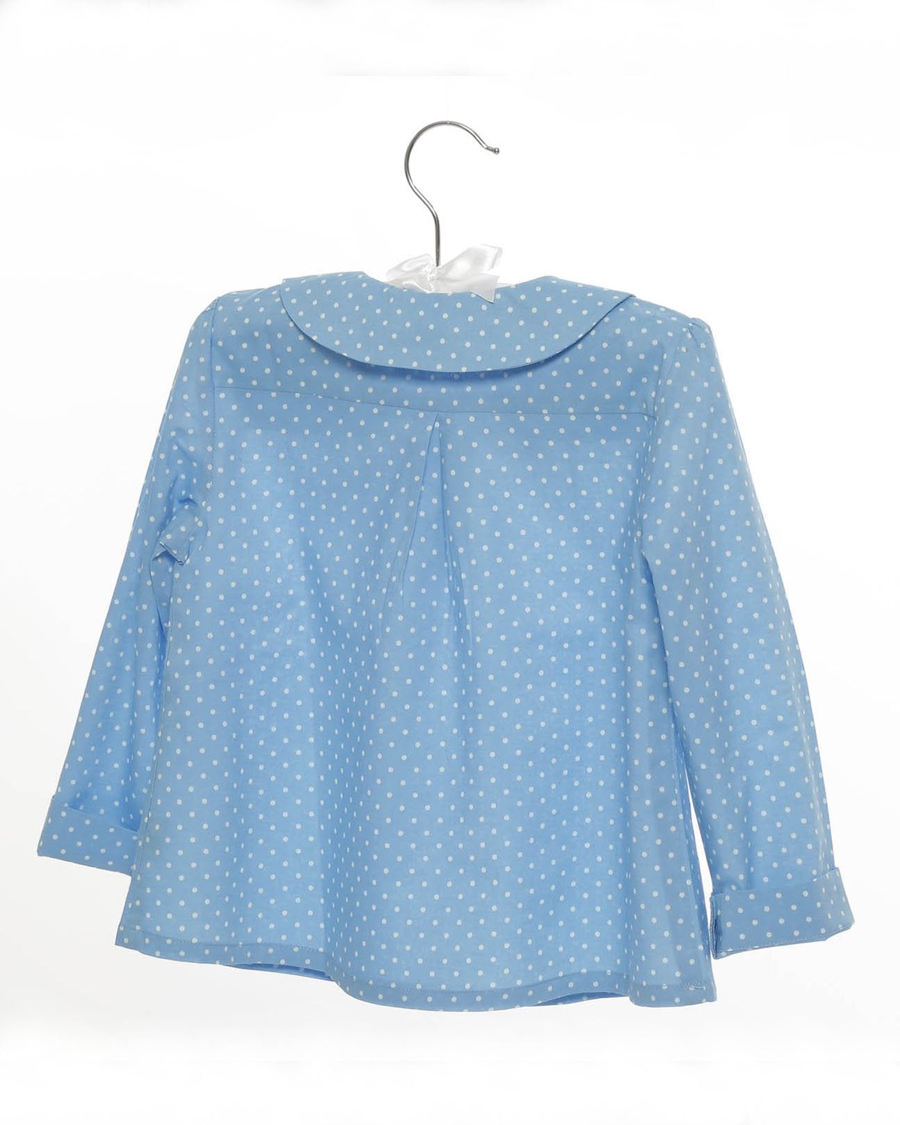 Mädchenbluse Blau Gefalteter Kragen