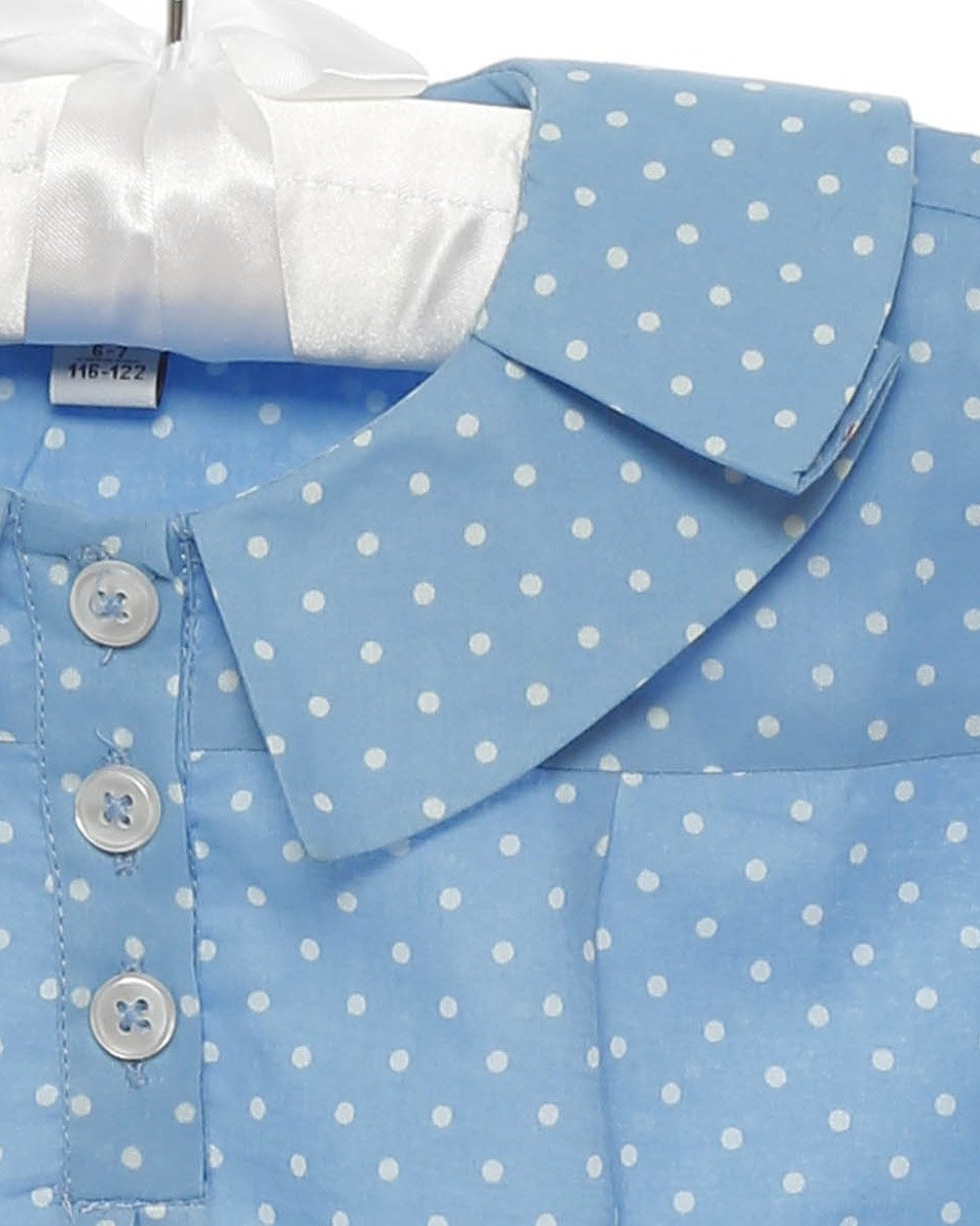 Mädchenbluse Blau Gefalteter Kragen