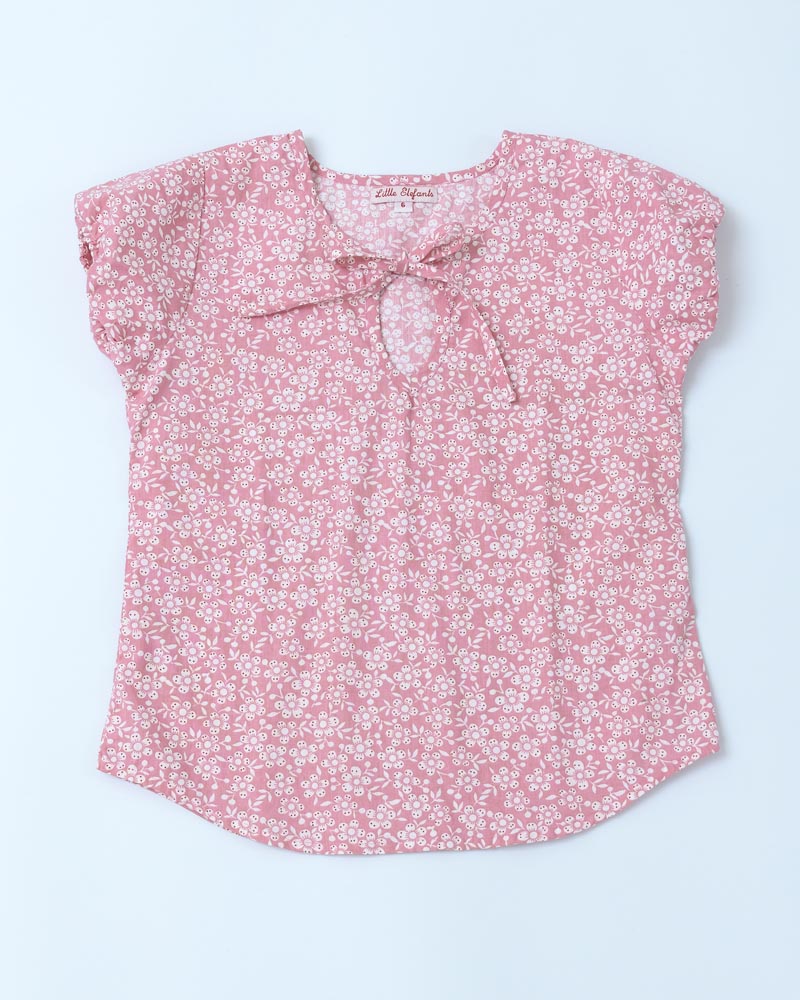 Mädchenbluse Rosa Geblümt