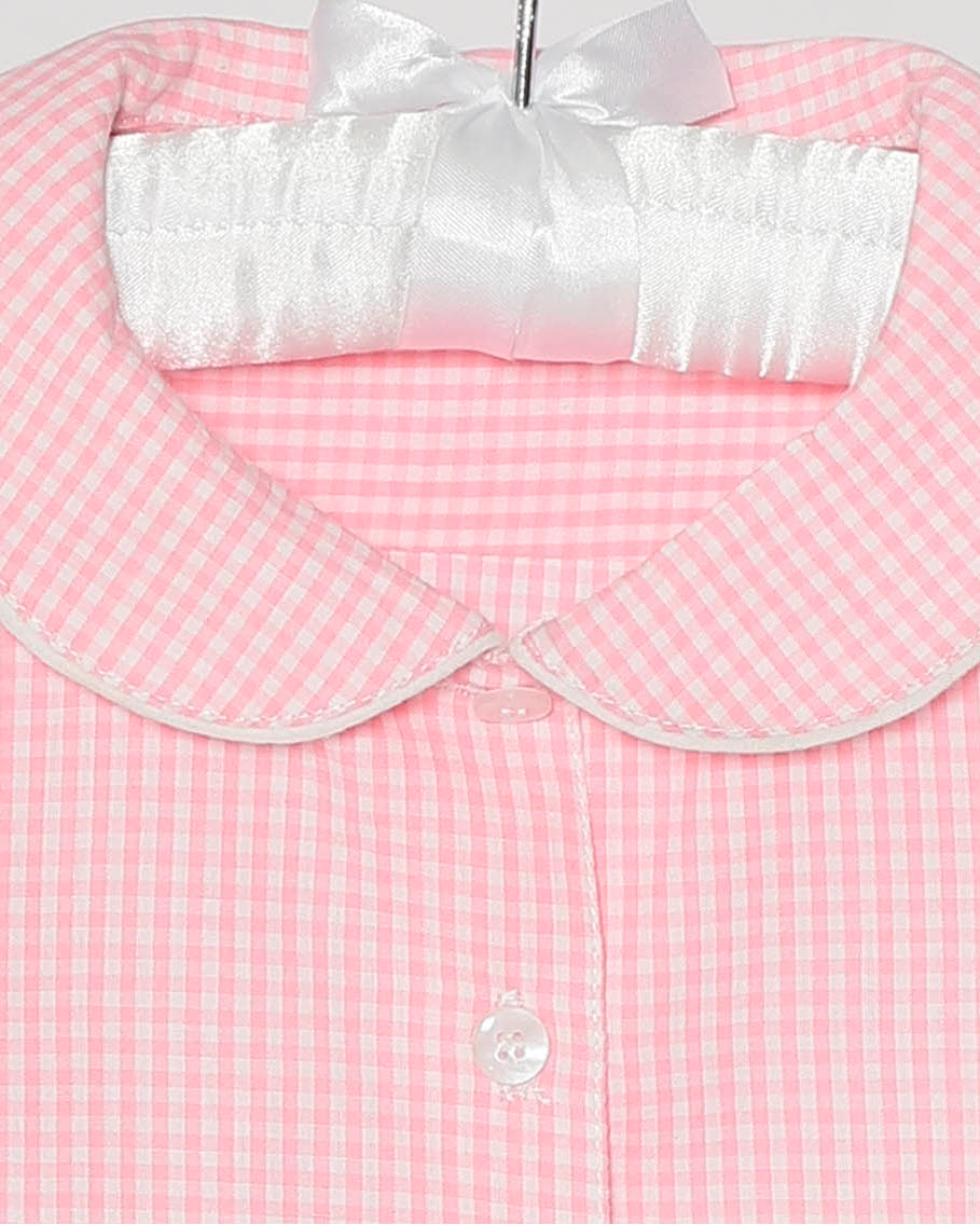 Mädchenbluse Vichy Rosa Bubikragen