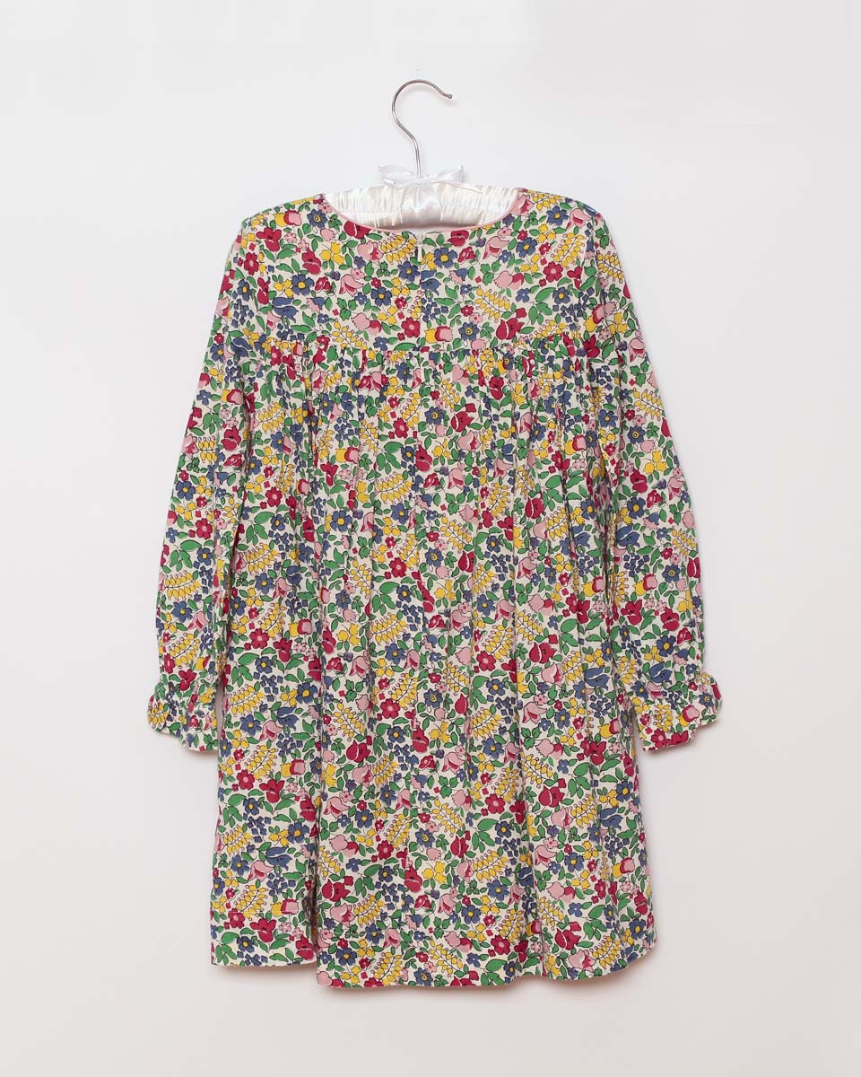 Mädchen-Smokkleid Blumenmuster bunt