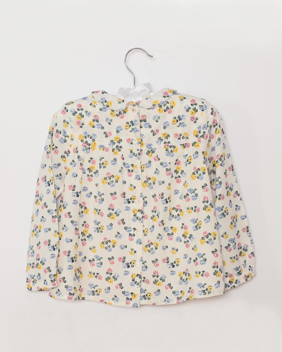 Mädchenbluse gesmokt Blumenmuster bunt