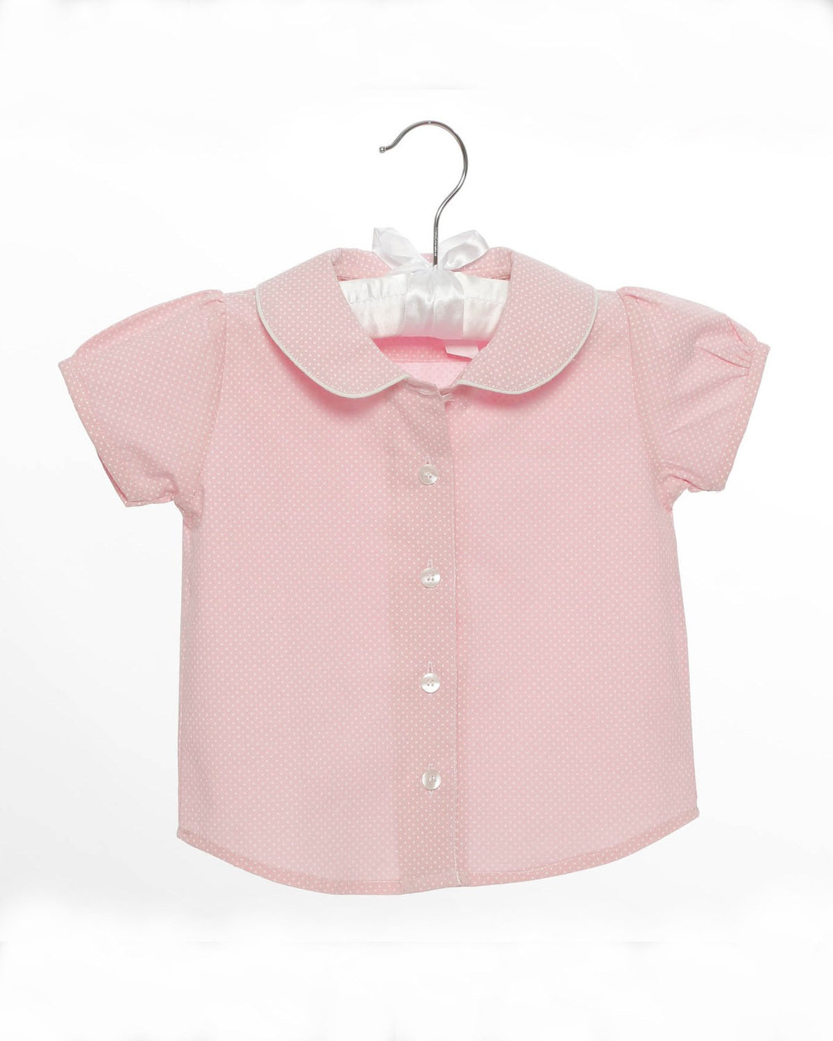 Mädchen-Bluse Rosa Bubikragen